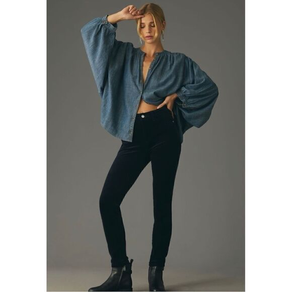 NEW Anthropologie Pilcro Skinny Navy Corduroy High-Rise Hi-Waisted Jeans Size 25 - Picture 1 of 5